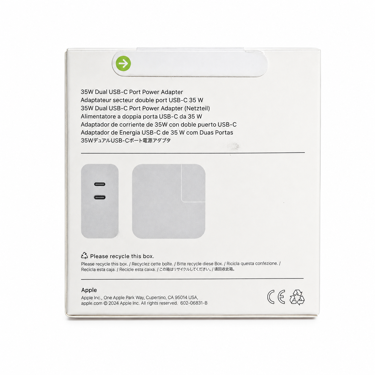 Apple 35W Dual USB-C Port Power Adapter packaging - back