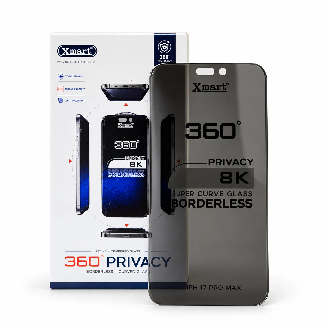 Xmart iPhone 17 Pro Max privacy glass - front